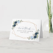 Marinebloemen, Blauwe bloemen, Groen, Baby shower Bedankkaart (Voorkant)