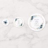 Marinebloemen, Blauwe bloemen, Groen, Baby shower Confetti (Achterkanten)
