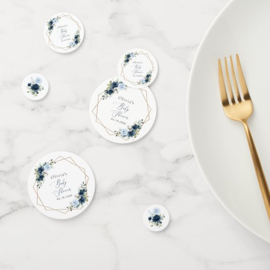 Marinebloemen, Blauwe bloemen, Groen, Baby shower Confetti (Groep)