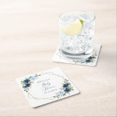 Marinebloemen, Blauwe bloemen, Groen, Baby shower Kartonnen Onderzetters (Insitu)