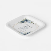 Marinebloemen, Blauwe bloemen, Groen, Baby shower Papieren Bordje (Gebogen)