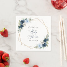 Marinebloemen, Blauwe bloemen, Groen, Baby shower