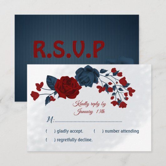 marinebloemen botanisch RSVP kaartje (Voorkant / Achterkant)