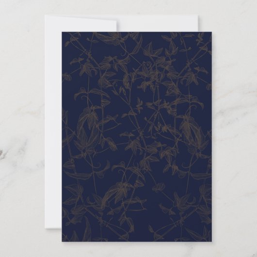 marinebloemen van Navy Blue Modern Diamond Kaart (Achterkant)