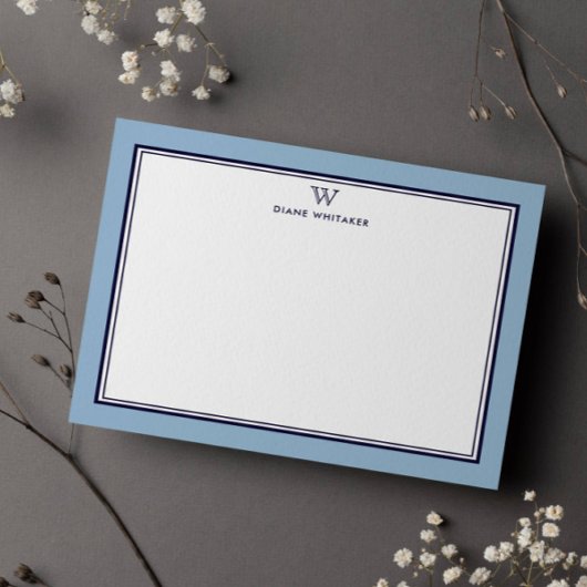 MARINEBLOUW & STOFBLAUW Klassiek Monogram Dubbel F Notitiekaartje