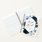 marineboek en lichtblauw floreel recept notitieboek (Binnen)