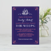 marineboot Anchor Wedding Invitation Kaart (Staand voorkant)