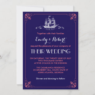 marineboot Anchor Wedding Invitation Kaart