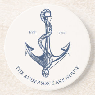 marineboot Nautical Anchor Lake House Boat Zandsteen Onderzetter