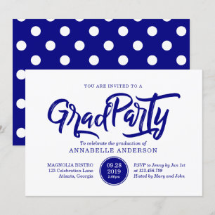 Marineborsteltypografie podots graduatie party kaart