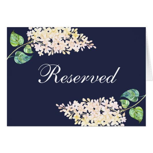 Marinebruiloft gereserveerd teken. Wit lila bloemi (Voorkant Horizontaal)