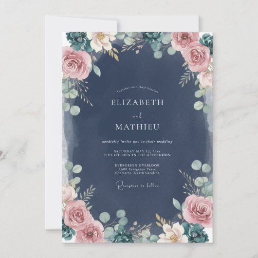 Marinebruiloft met Eucalyptusloof Kaart (Voorkant)