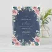 Marinebruiloft met Eucalyptusloof Kaart (Staand voorkant)