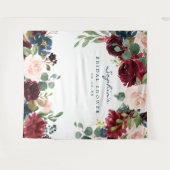 Marineburgundy bruiloft decoratie achtergrond wandkleed (Voorkant (horizontaal))