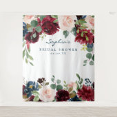 Marineburgundy bruiloft decoratie achtergrond wandkleed (Voorkant)