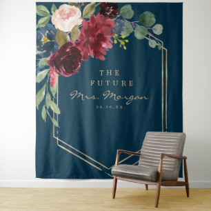 Marineburgundy Toekomstige Mrs Bruidsdouche Achter Wandkleed