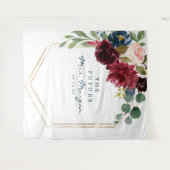 Marineburgundy Toekomstige Mrs Bruiloft Backdrop Wandkleed (Voorkant (horizontaal))