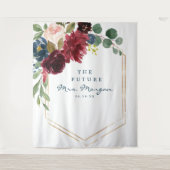 Marineburgundy Toekomstige Mrs Bruiloft Backdrop Wandkleed (Voorkant)