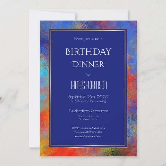 marinedineminent Blauwe Goud Waterverf Kaart (Voorkant)