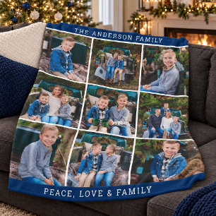 Marinefamilie Fotocollage Vrede Liefde Fleece Deken