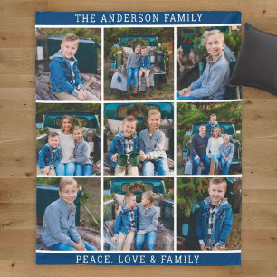 Marinefamilie Fotocollage Vrede Liefde Fleece Deken