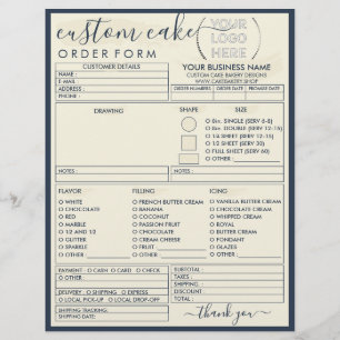 Marinegeel Eenvoudig Modern Bakkerij Cake Bestelfo Flyer