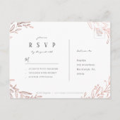 Marinegegoten roos goud botanische bruiloft RSVP Uitnodiging Briefkaart (Achterkant)
