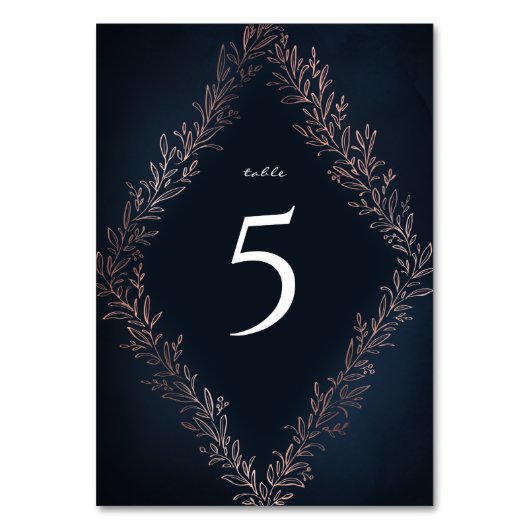 Marinegegoten roos goud botanische elegante bruilo kaart (Voorkant)