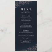 Marinegegoten roos goud botanische elegante bruilo menu (Voorkant)