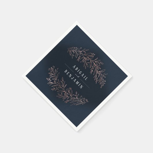 Marinegegoten roos goud botanische elegante bruilo servet (Hoek)