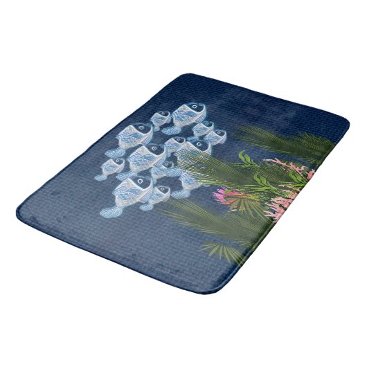 Marinegetextureerde vis, roze koraal badmat (Gekanteld)