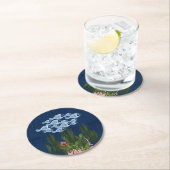 Marinegetextureerde vis, roze koraal ronde kartonnen onderzetter (Insitu)