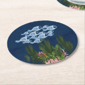 Marinegetextureerde vis, roze koraal ronde kartonnen onderzetter (Gebogen)