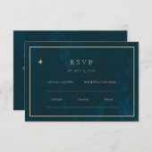 Marinegoud Sterren Bruiloft Website | RSVP QR-code Informatiekaartje (Voorkant / Achterkant)