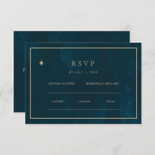 Marinegoud Sterren Bruiloft Website | RSVP QR-code Informatiekaartje (Voorkant / Achterkant)