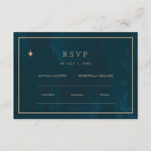 Marinegoud Sterren Bruiloft Website | RSVP QR-code Informatiekaartje (Voorkant)