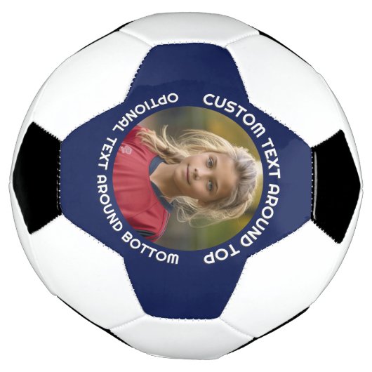 Marinegrens met foto en tekst rond een cirkel voetbal (Gedraaid)