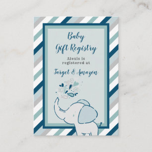Marinegriffie en Mint Elephant Baby shower Cadeaur Informatiekaartje