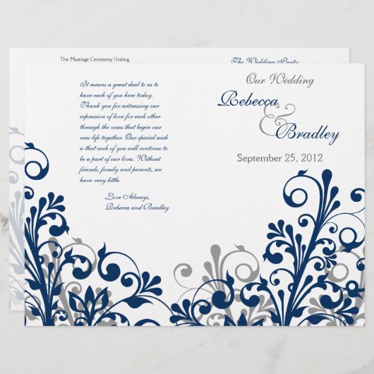 marinegrijs wit abstract bloemetjesprogramma (Voorkant / Achterkant)