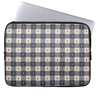 Marinegrijze ruitpatroon met schaakbord laptop sleeve