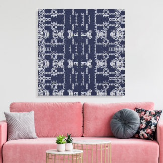 Marinegrijze Scrollend Patroon Kleuren Muurkunst Canvas Afdruk