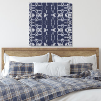 Marinegrijze Scrollend Patroon Kleuren Muurkunst Canvas Afdruk
