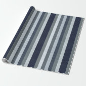Marinegrijze strepen cadeaupapier (Uitgerold)