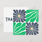 Marinegroen Abstract Bloemig Elegant Bedankkaart (Voorkant / Achterkant)