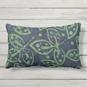 Marinegroen Loofwerk Boho Batik Uiterlijk Buitenac Buitenkussen