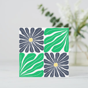Marinegroene Abstracte Bloemrijke Elegante Bedankkaart
