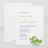 Marinegroene pauw-gardenkerkuitnodiging kaart (Voorkant / Achterkant)