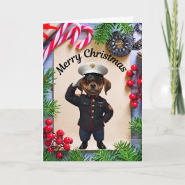 Marinehond Kerstkaart Opgevouwen Feestdagen Kaart