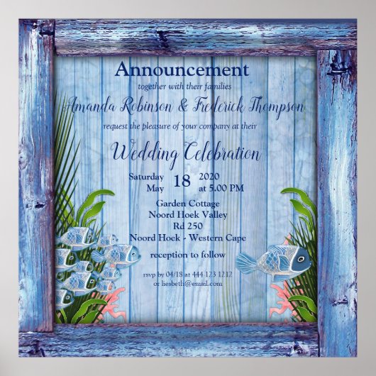  marinehout, vis, roze koraal poster (Voorkant)