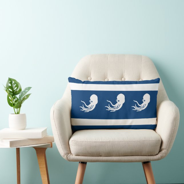 marineinkool / inktvis op witte PILLOW-kust Kussen (Stoel)